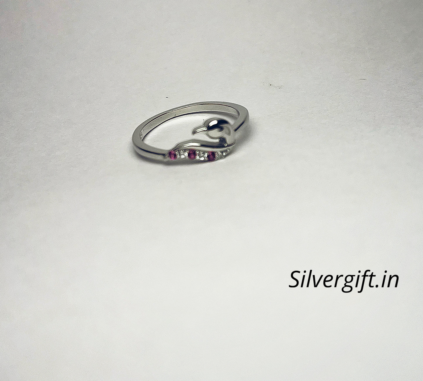 Pure Silver Ring with Pink Stones – Elegant Adjustable Women’s Jewellery Silvergift.in