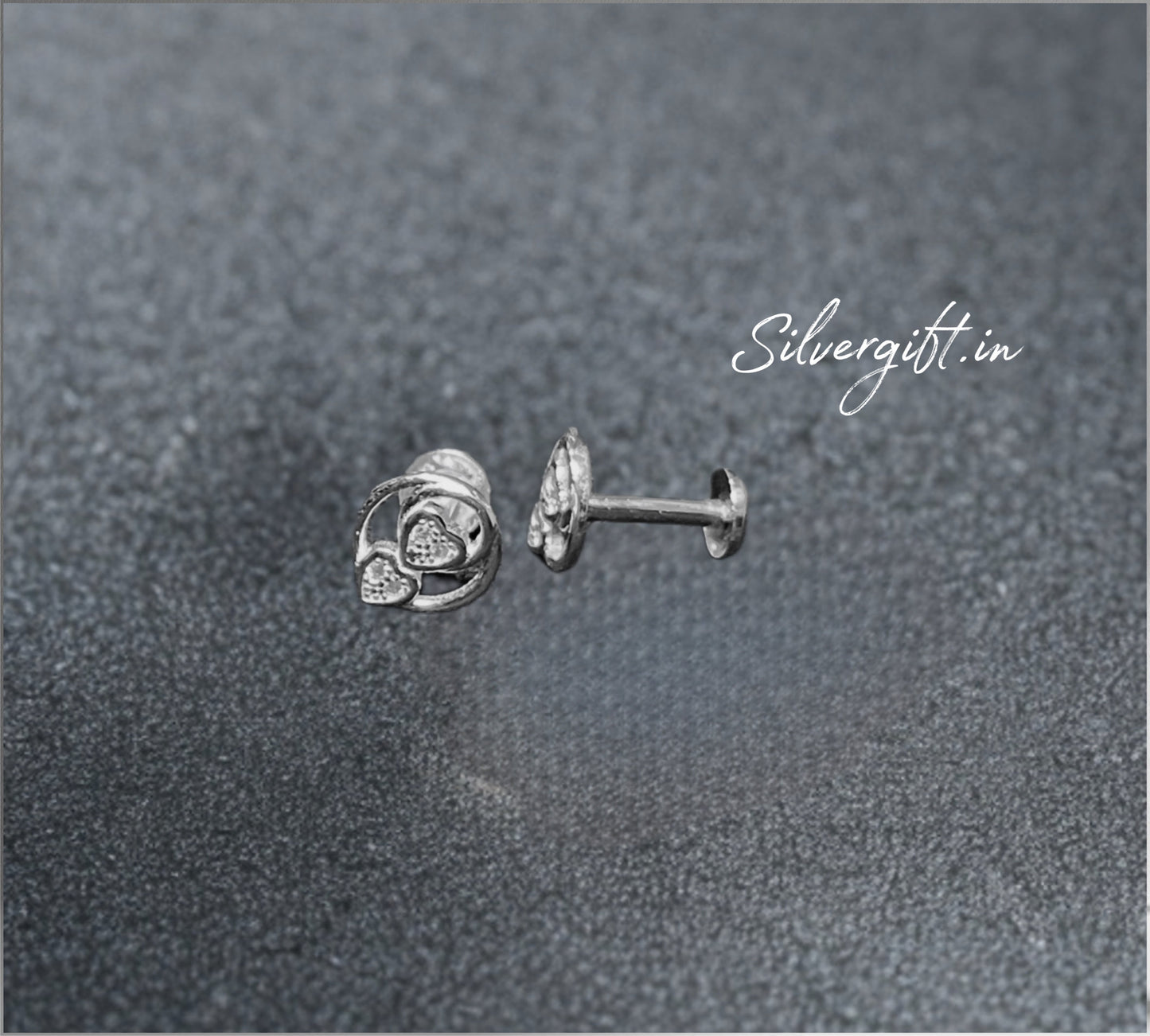 Elegant Silver Heart Stud Earrings for Women | Sterling Silver Jewellery Silvergift.in