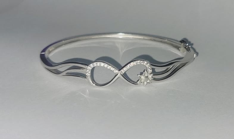 925 Sterling Silver Infinity Bracelet for Women | Elegant Floral Silver Bangle | Love & Forever Gift