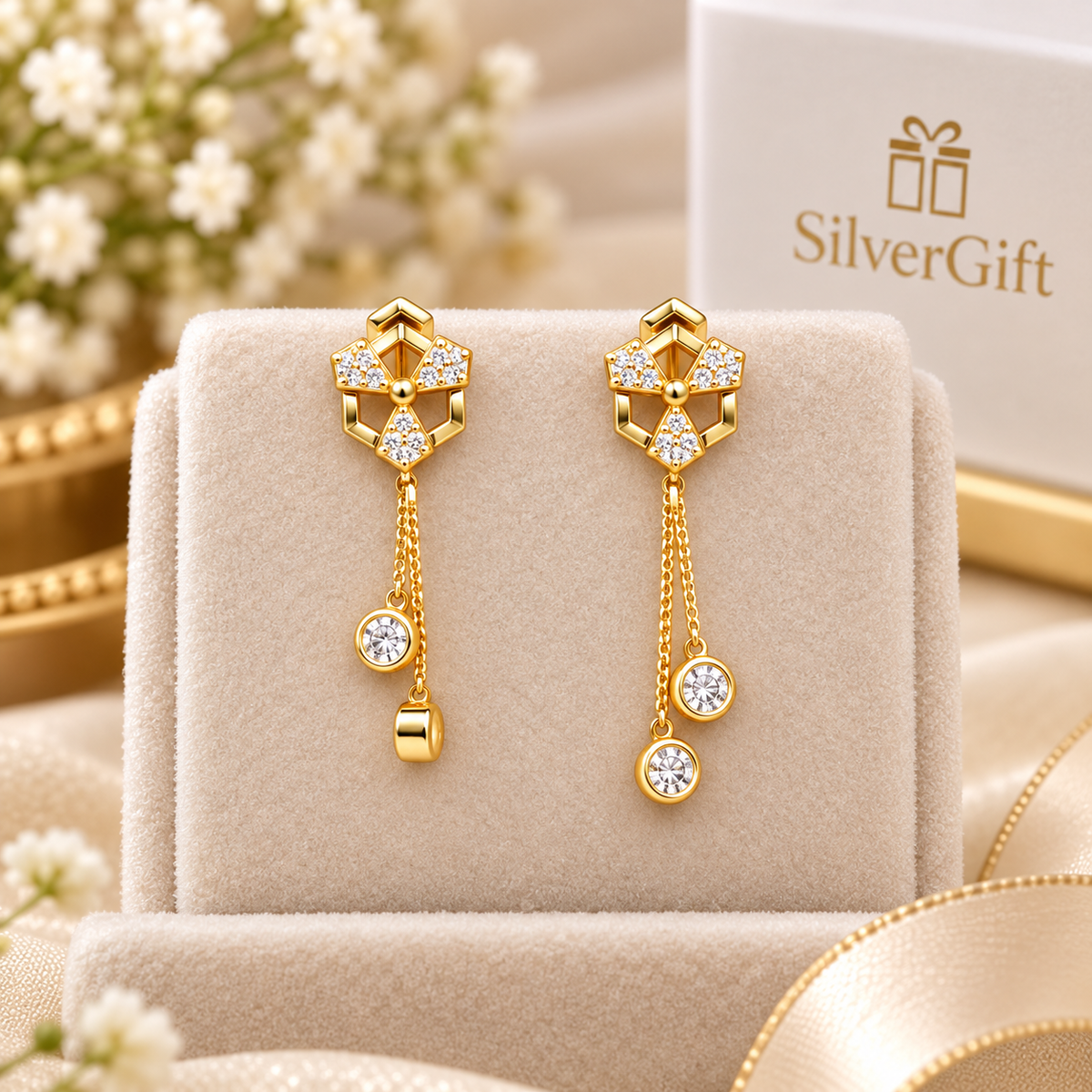White Stone 925 Sterling Silver Earrings for Women | Elegant Sparkling Jewellery
