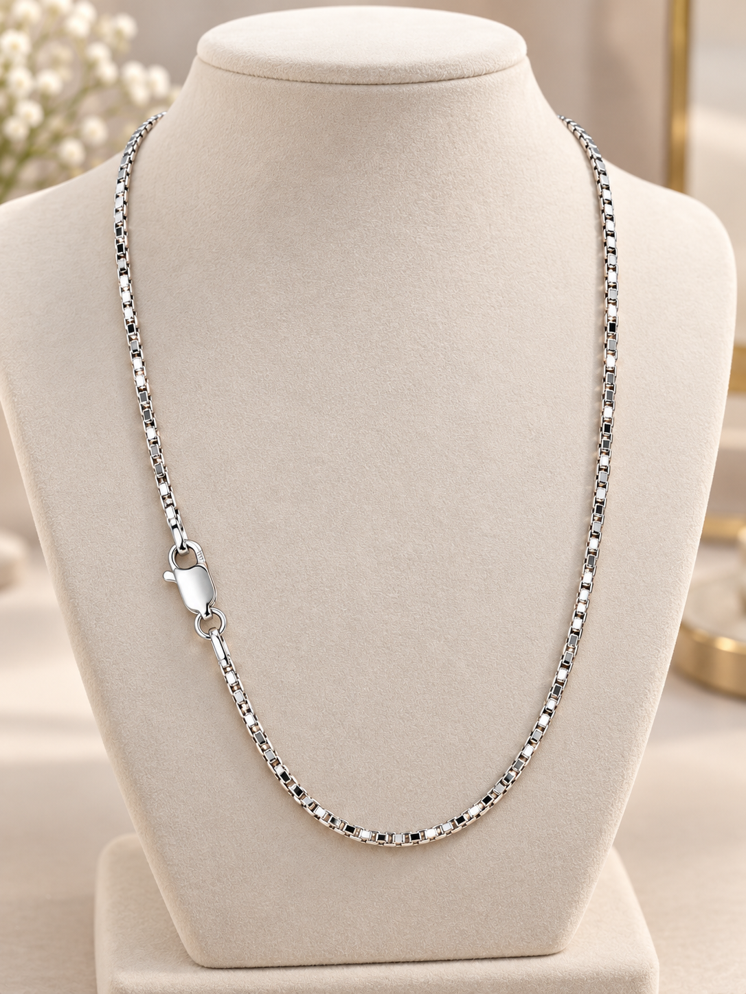 Pure 925 Sterling Silver Box Chain for Men | Stylish Everyday Silver Chain