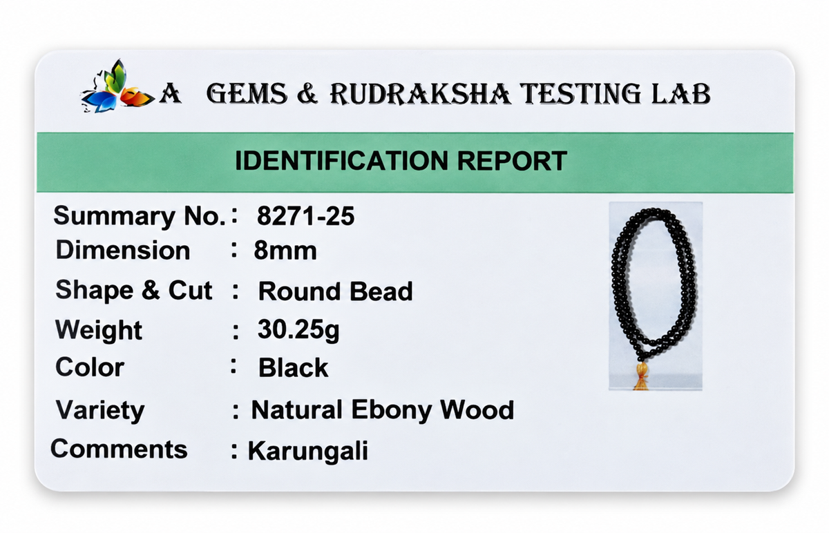 Polished Pure Karungali Malai – Handmade Devotional Necklace (8mm)