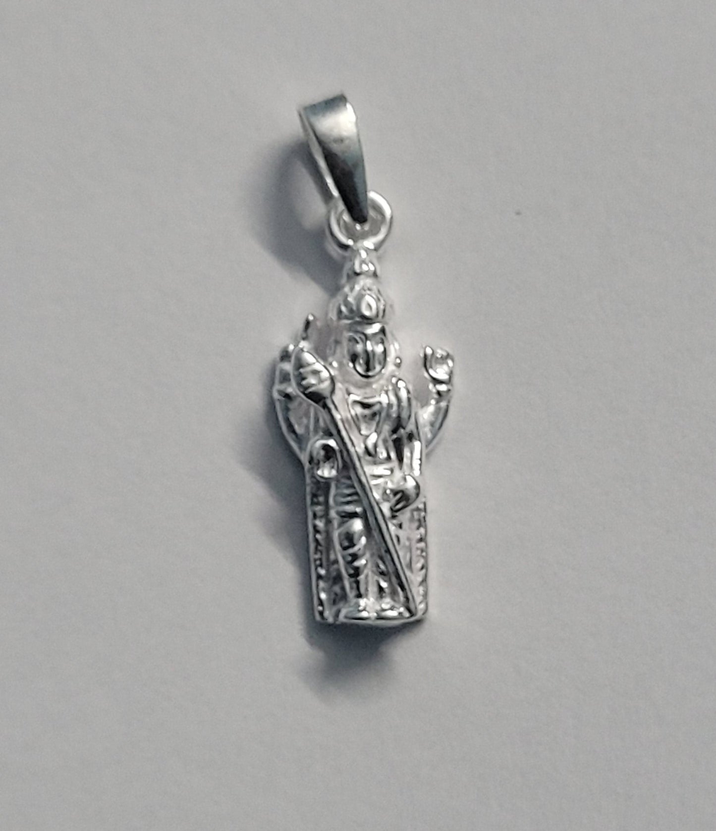 Pure Silver Murugan Pendant 925 Sterling - Lord Kartikeyan Divine Hindu Religious Jewelry with Vel Design. Silvergift.in
