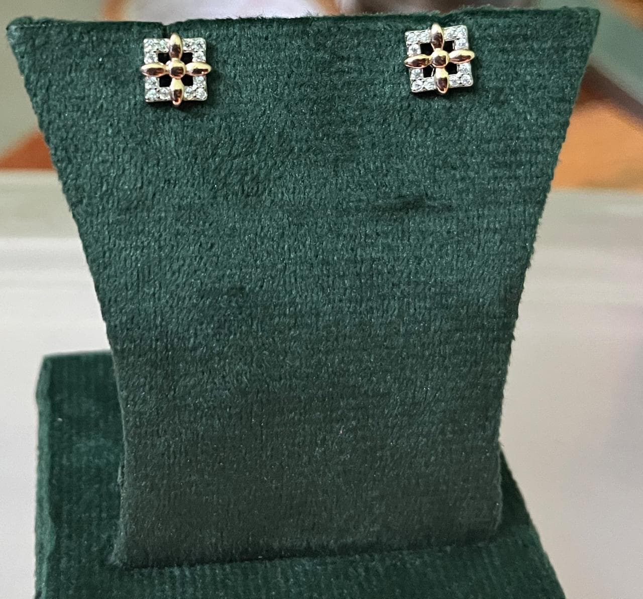 Square white stone fancy stud | Pure silver Earrings Silvergift.in