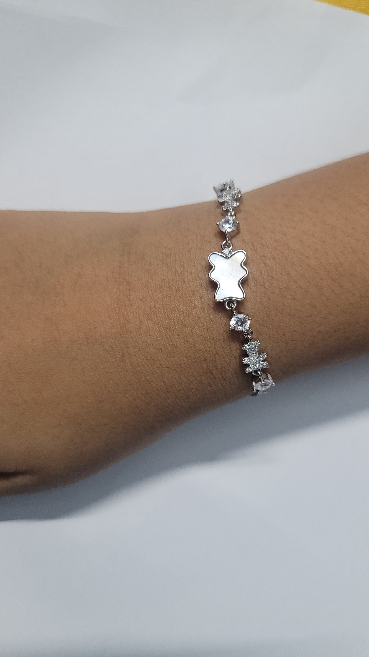 925 Silver Floral Crystal Slider Bracelet for Women – Adjustable Tassel Chain, Elegant Daily & Party Wear Jewelry Silvergift.in