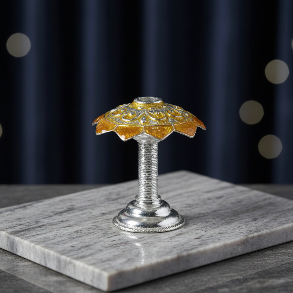 Pure Silver Agarbathi Stand | 925 Sterling Silver Incense Holder for Pooja & Home Decor | Traditional Silver Agarbatti Stand