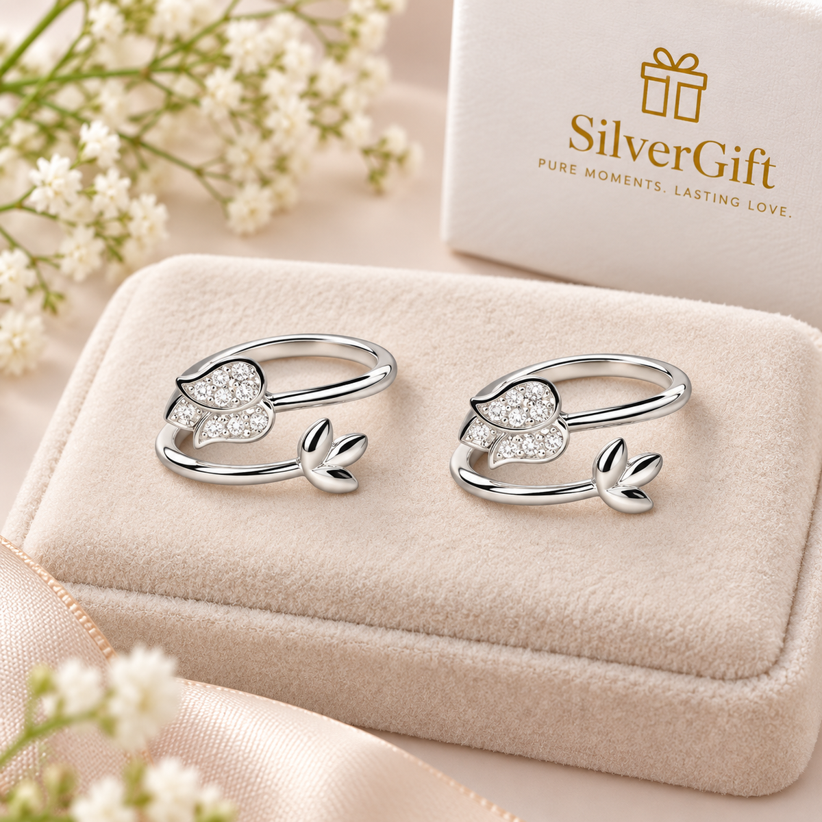 Pure 925 Sterling Silver Floral Toe Ring for Women | Adjustable Handmade Design