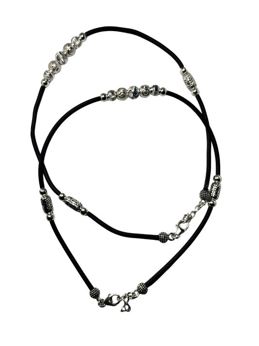 Sterling Silver Black Rope Anklet for Women – Minimalist Ankle Bracelet Silvergift.in