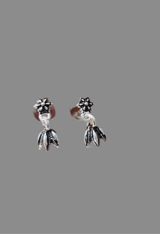 Sterling Silver Turtle Dangle Earrings with Crystal Studs Silvergift.in