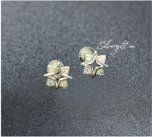 Stylish Star Shaped Silver Stud Earrings for Women | 925 Sterling Silver Silvergift.in
