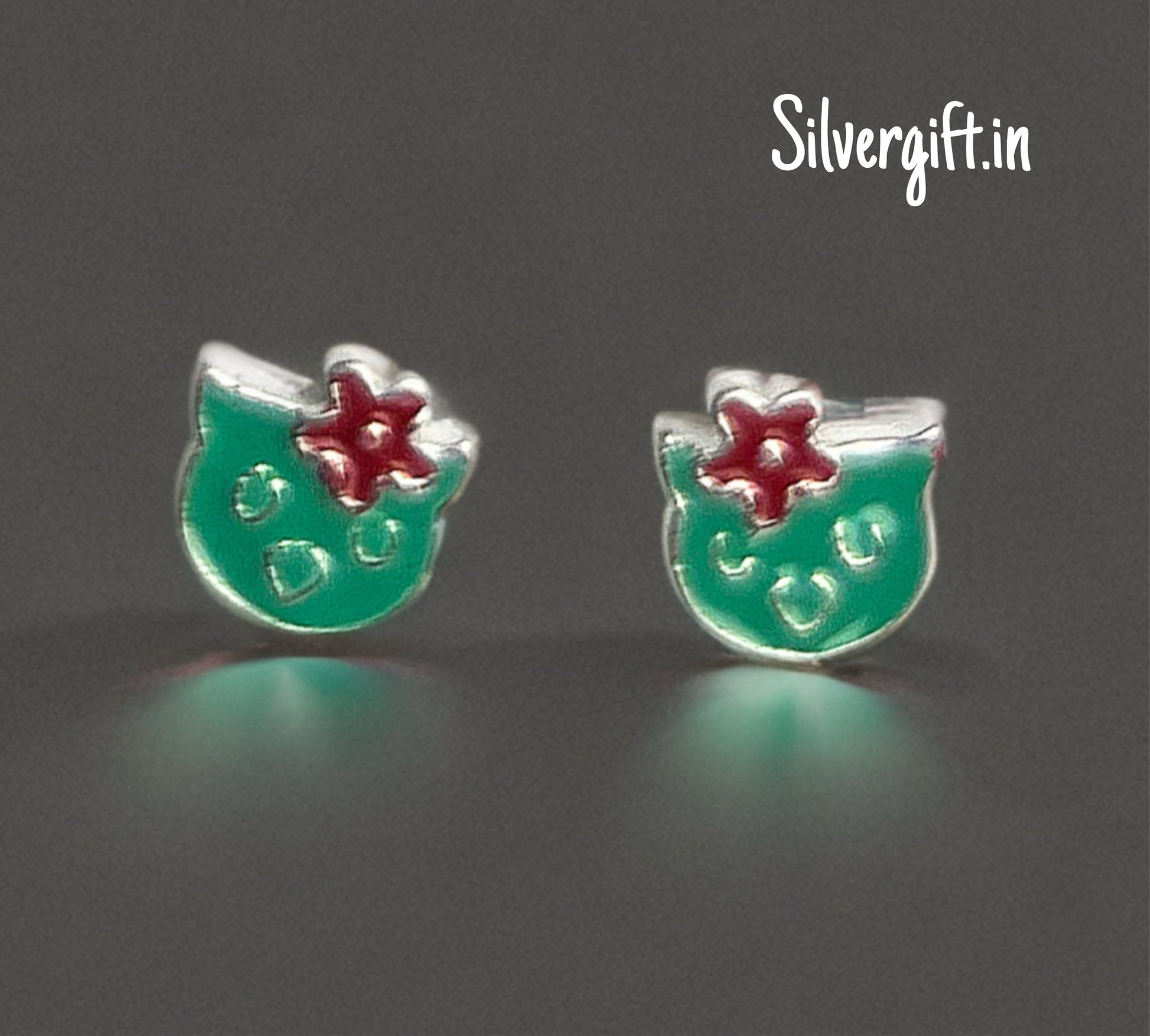 Pure Silver Fancy Stud small– Cute Earrings for kids | Minimalist 92.5 Silver Jewelry Silvergift.in