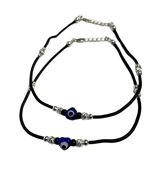 Elegant Silver Anklet with Black Rope – Trendy Women’s Foot Jewelry Silvergift.in