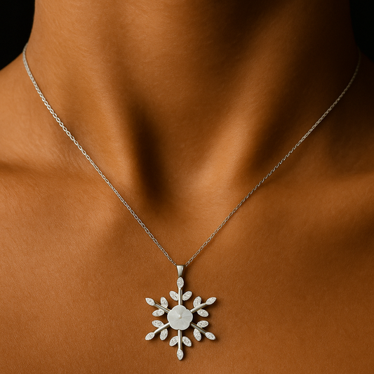 Elegant Silver Chain with Snowflake Pendant – Stylish Jewelry for Women Silvergift.in