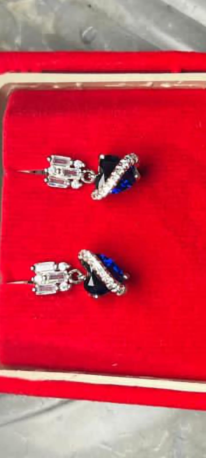 Elegant Heart-Shaped Blue Stone Earrings for Women – Dangle Style, Silver Finish, Perfect Gift Idea. Silvergift.in