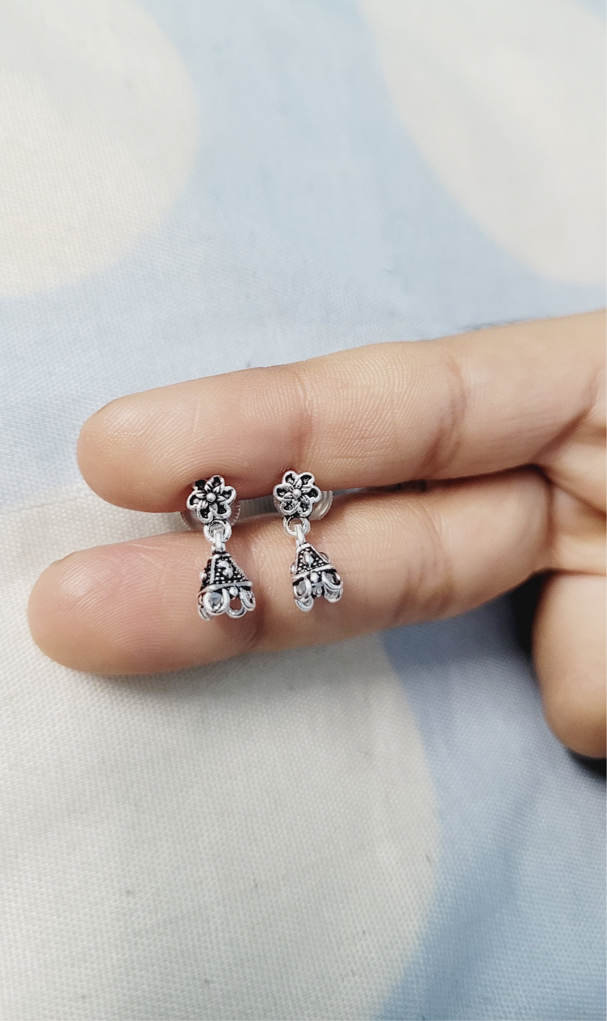 Sterling Silver Flower Drop Earrings - Delicate Floral Dangle Studs for Women Silvergift.in
