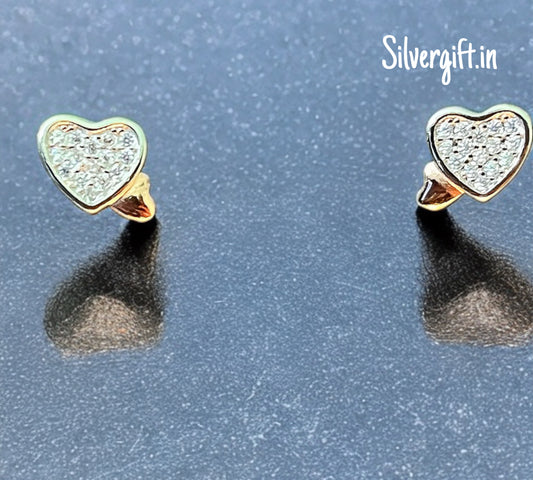 Pure Sterling Silver Heart Stud Earrings – Classic Gift for Her. Silvergift.in