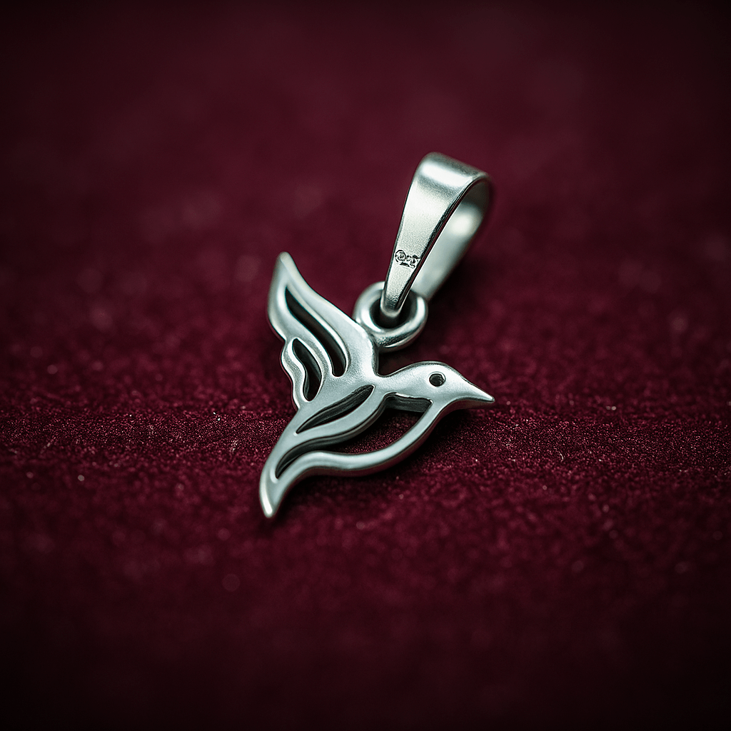 Sterling Silver Hummingbird Pendant – Elegant Minimalist Bird Charm Jewelry Silvergift.in