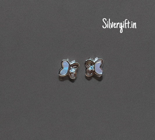 Butterfly design fancy stud | Pure silver Earrings Silvergift.in