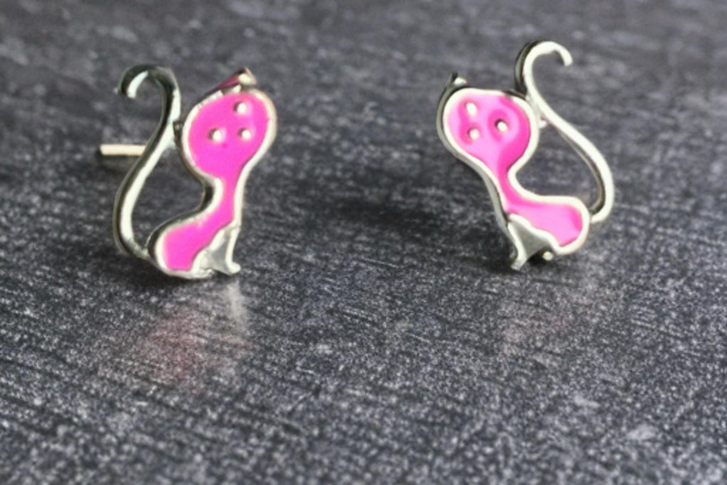 Pure Silver Kitty Small Studs – Cute Cat Earrings for Kids | Minimalist 92.5 Silver Jewelry Silvergift.in
