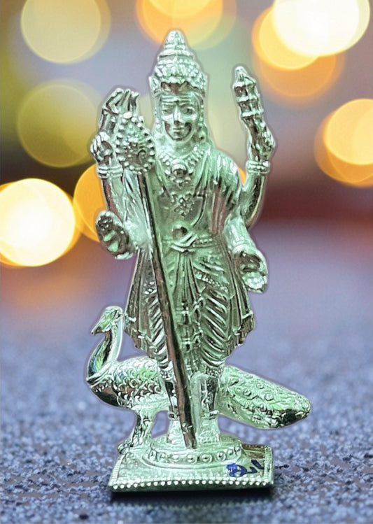 Handcrafted Pure Silver Small Murugar Idol – Premium Murugan Idol for Gifting & Pooja