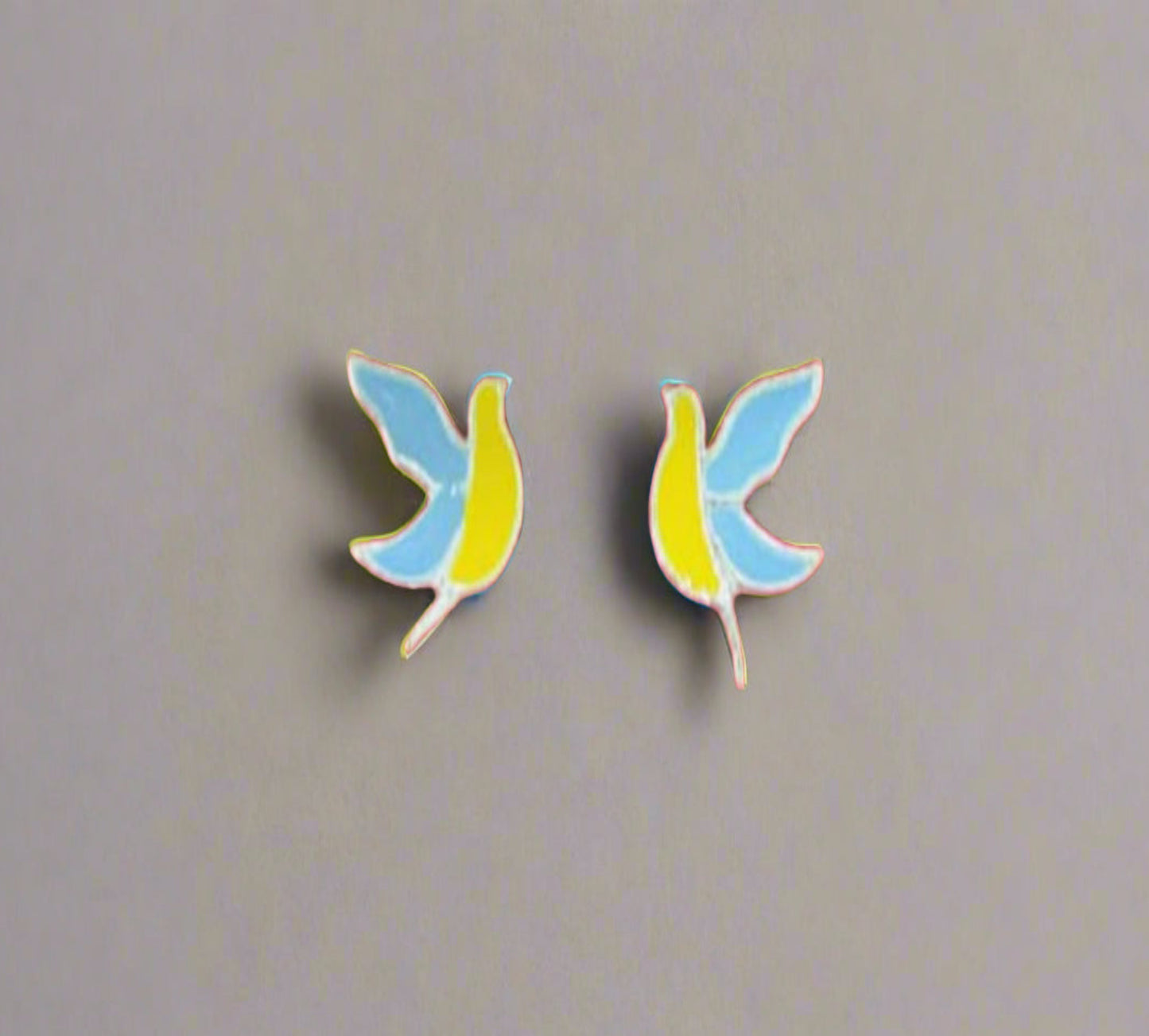 Colorful bird-shaped pure silver earrings 