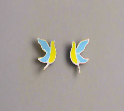 Colorful bird-shaped pure silver earrings 