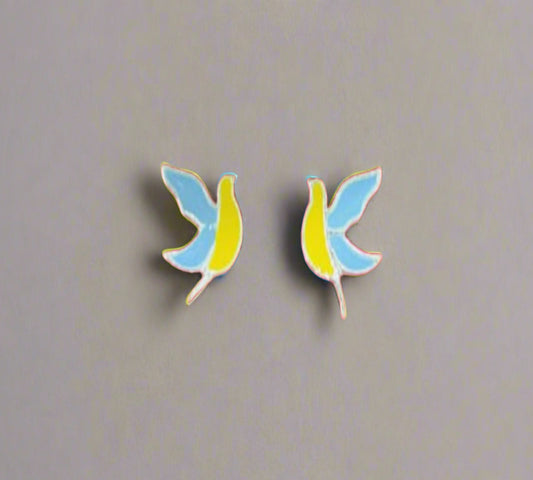 Colorful bird-shaped pure silver earrings 