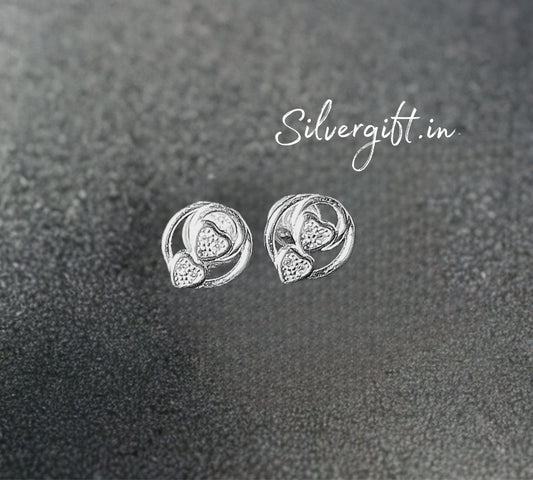 Elegant Silver Heart Stud Earrings for Women | Sterling Silver Jewellery Silvergift.in
