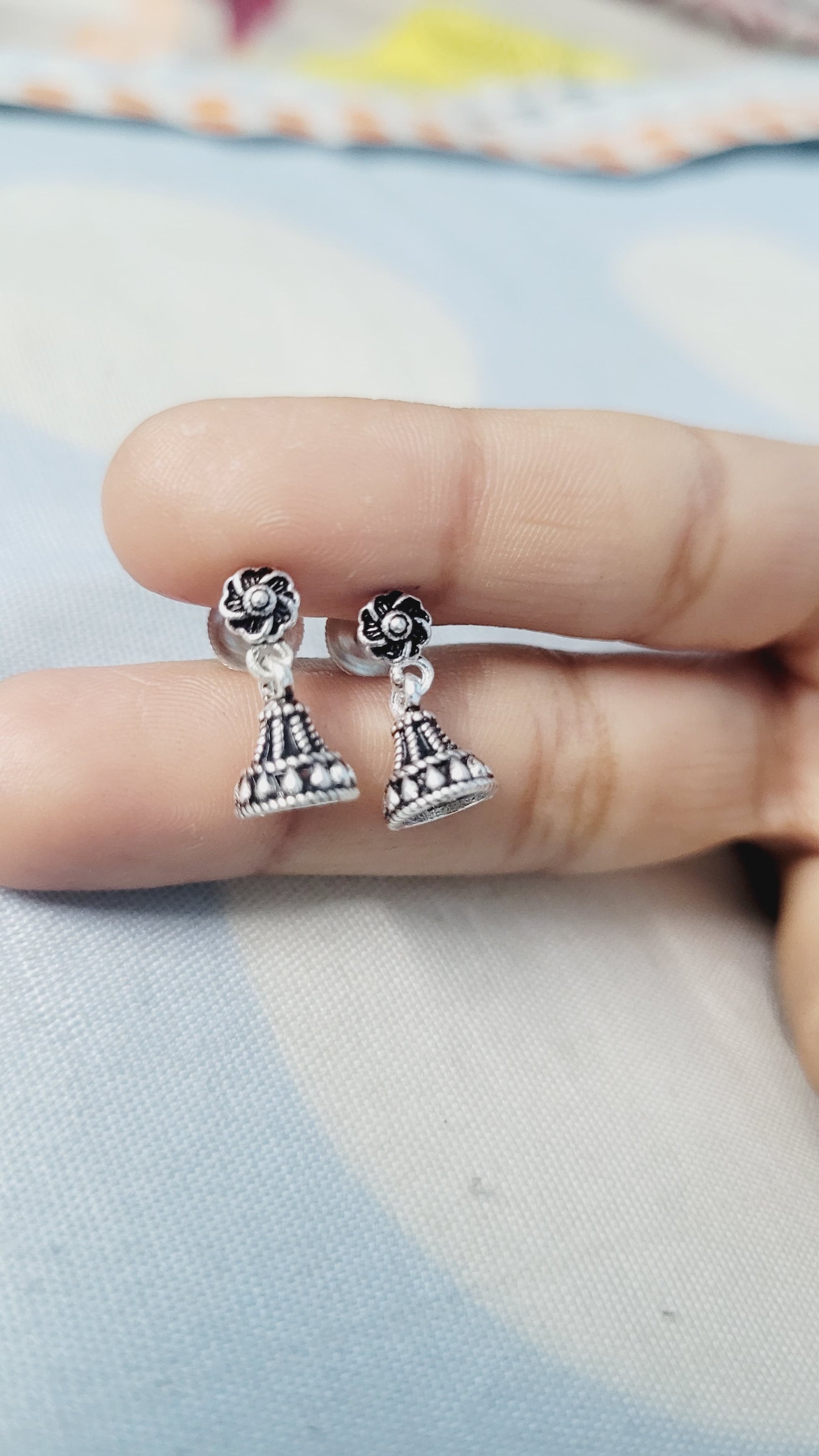 Antique Style Silver Rose Earrings - Floral Drop Dangle Earrings Sterling Silver Silvergift.in