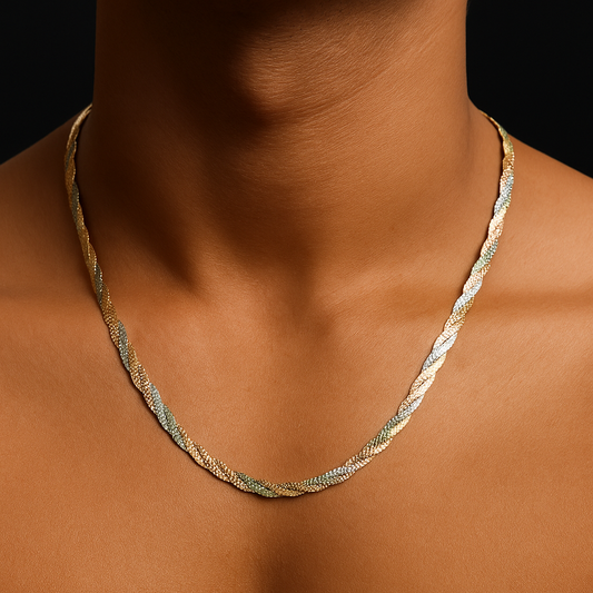 Pure 925 Sterling Silver Italian Tricolor Twisted Chain – Elegant, Unisex, Anti-Tarnish Necklace for Men & Women. Silvergift.in