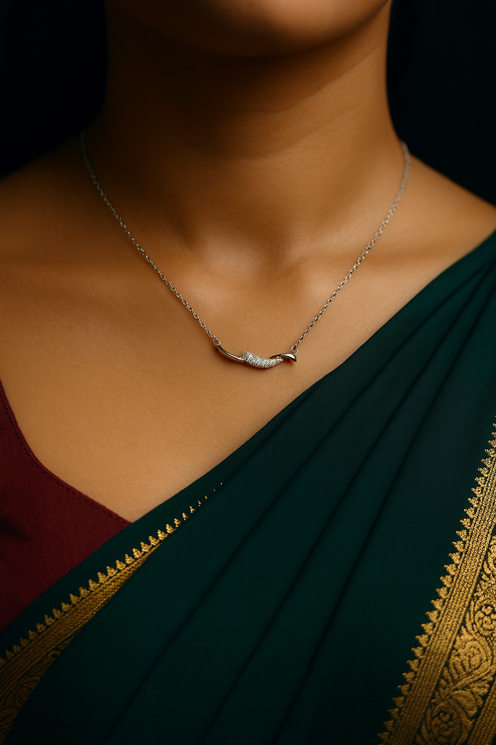 925 Pure Silver Wave Bar Chain Necklace for Women – Designer Minimalist Party Jewelry Silvergift.in