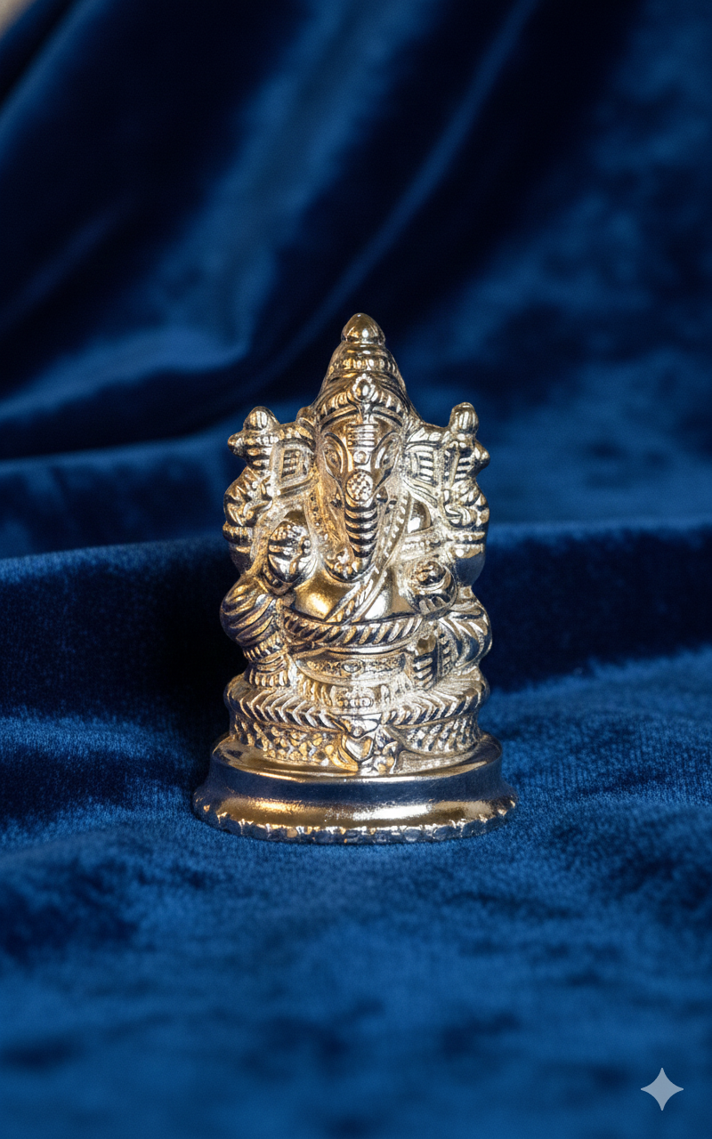 Pure Silver Hollow Vinayagar Idol | Handcrafted Hindu Ganesha for Pooja & Home Decor | 925 Sterling Silver