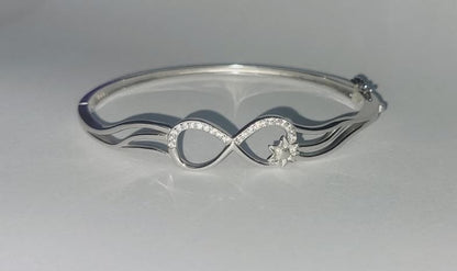 925 Sterling Silver Infinity Bracelet for Women | Elegant Floral Silver Bangle | Love & Forever Gift