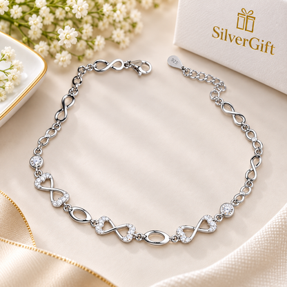 Infinity Silver Bracelet for Women – 925 Sterling Silver