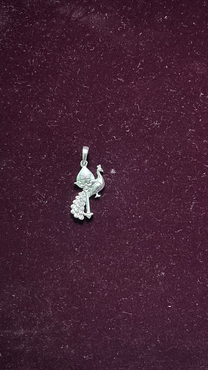 Peacock & Vel Pendant |Vel Dollar |Pure silver Silvergift.in