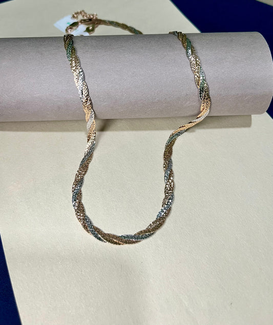 Pure 925 Sterling Silver Italian Tricolor Twisted Chain – Elegant, Unisex, Anti-Tarnish Necklace for Men & Women. Silvergift.in