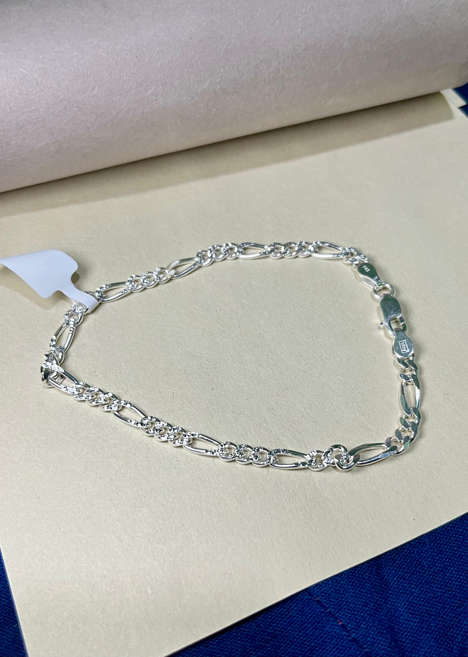 Pure 925 Sterling Silver Figaro Bracelet Chain – Italian Design, Unisex, Hypoallergenic, Durable Link Bracelet Silvergift.in