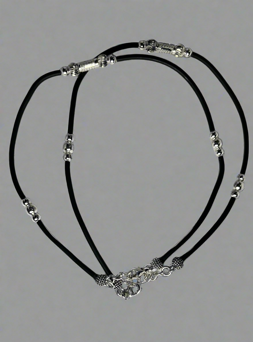 Black Anklet with Silver