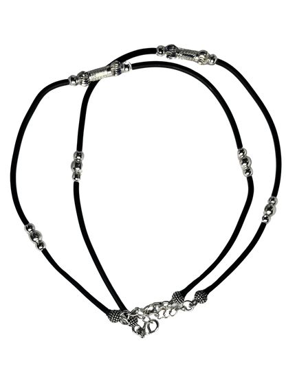 Handcrafted Silver and Black Rope Anklet Silvergift.in