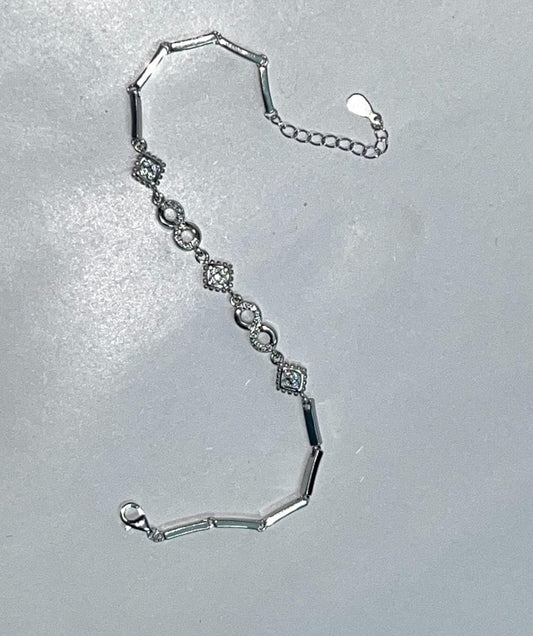 Geometric Rectangle 925 Silver Bracelet for Women – Modern Minimalist Design. Silvergift.in