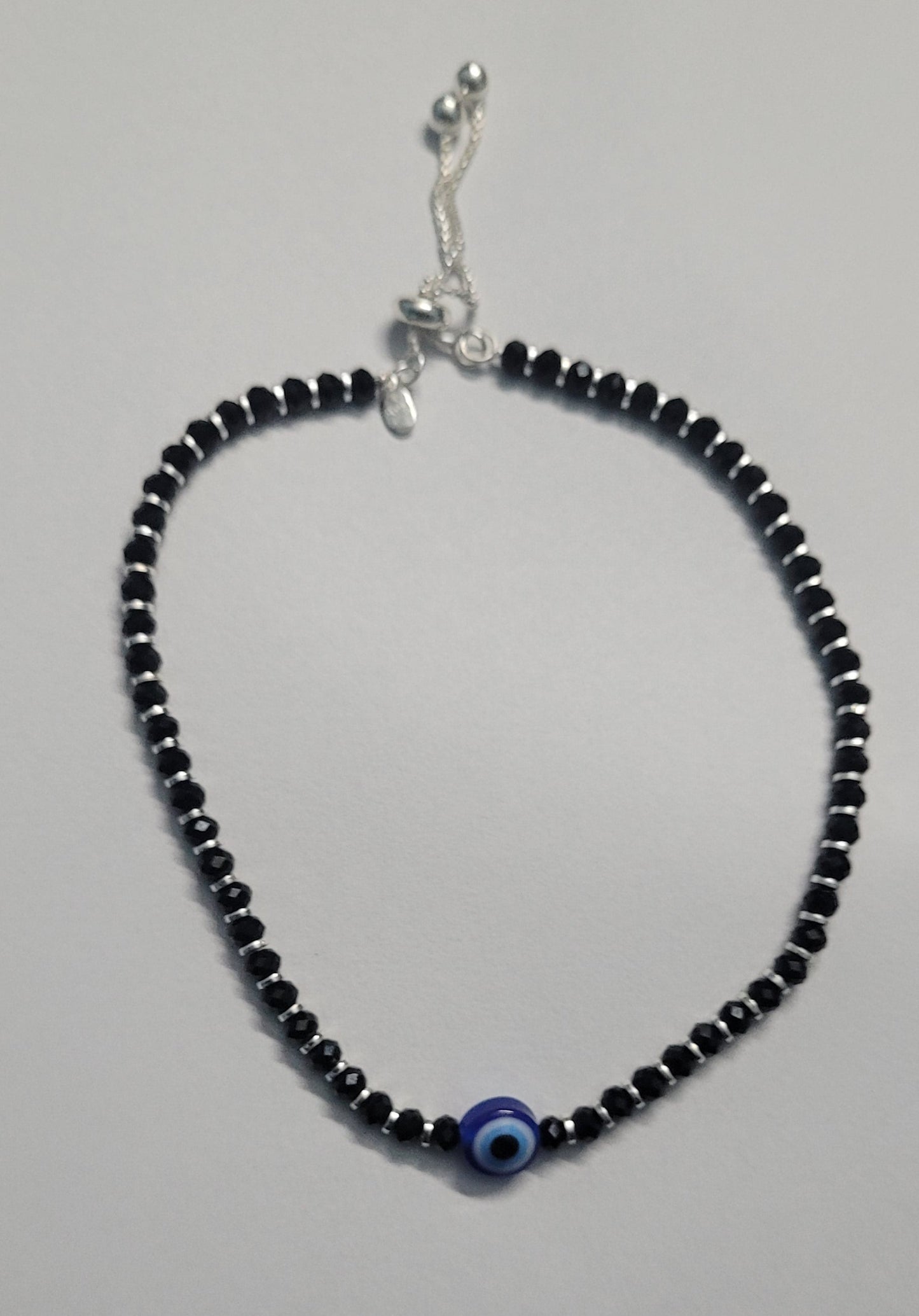 Women's Evil Eye Anklet with Black Beads | Stylish Protection Jewelry for Good Luck & Nazar Safety. Silvergift.in