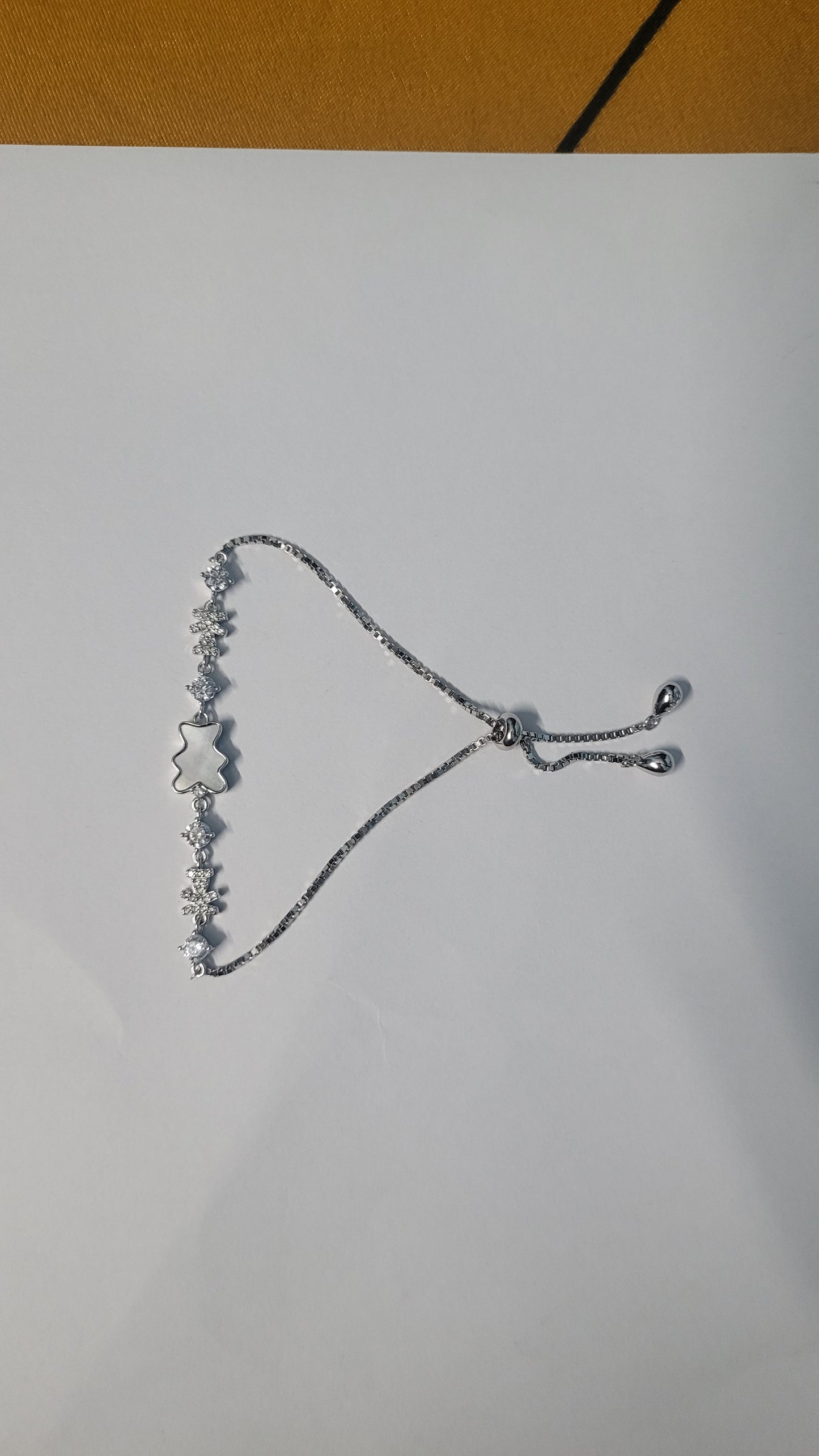 925 Silver Floral Crystal Slider Bracelet for Women – Adjustable Tassel Chain, Elegant Daily & Party Wear Jewelry Silvergift.in