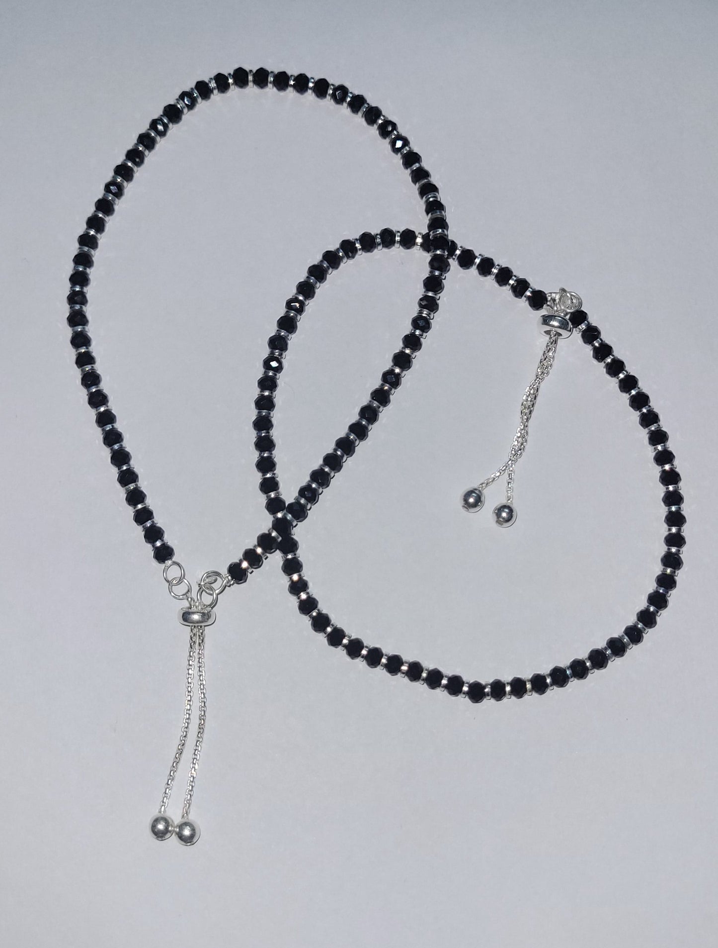 Pure 925 Sterling Silver Black Beads Anklet – Elegant Adjustable Black Silver single Payal for Women. Silvergift.in
