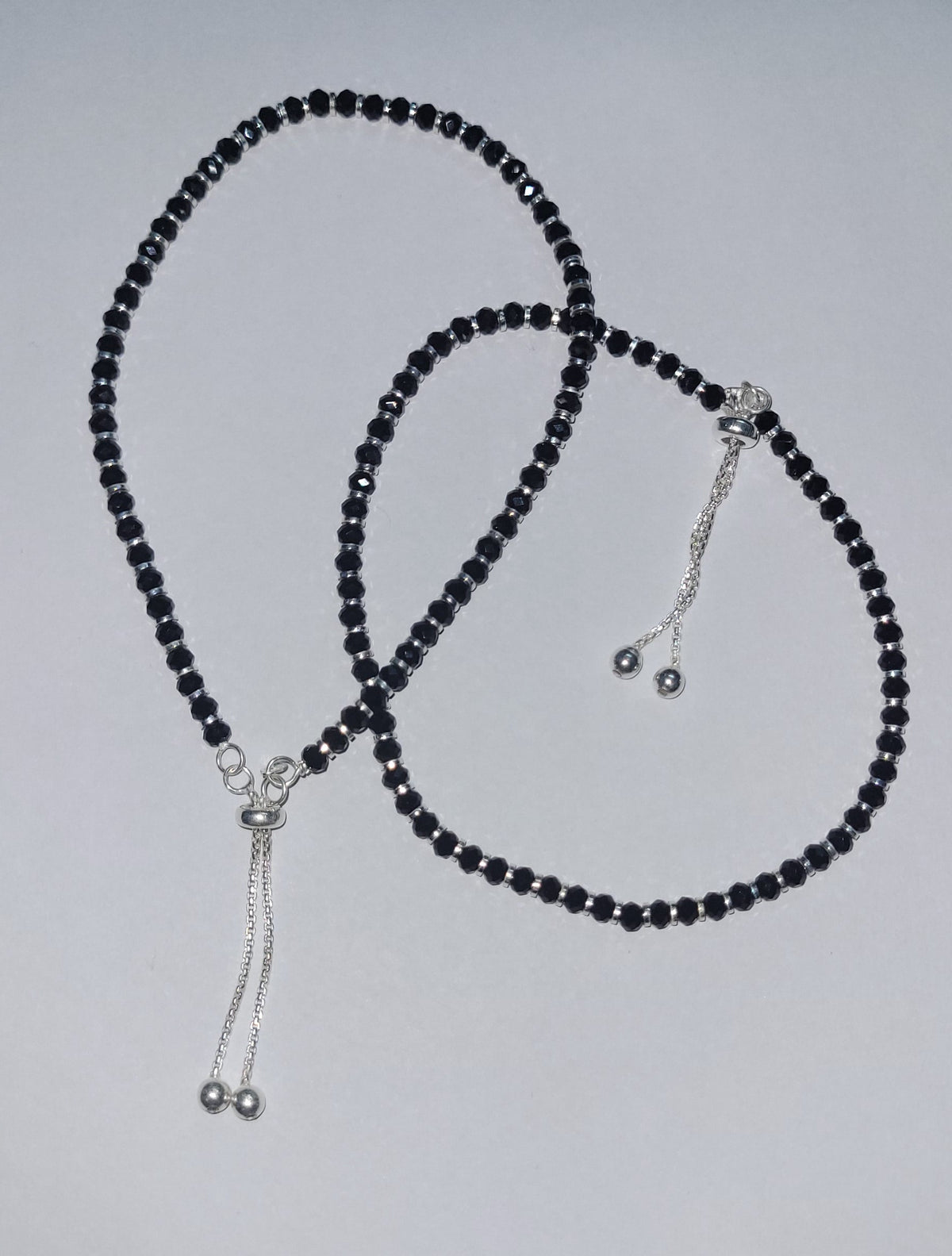 Pure 925 Sterling Silver Black Beads Anklet – Elegant Adjustable Black Silver single Payal for Women. Silvergift.in