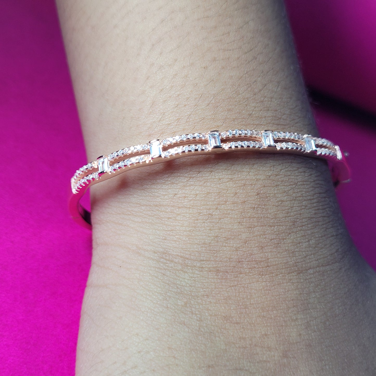 Luxury Pure Silver Rose Gold Bracelet for Women – Elegant Minimalist Designer Jewelry Silvergift.in