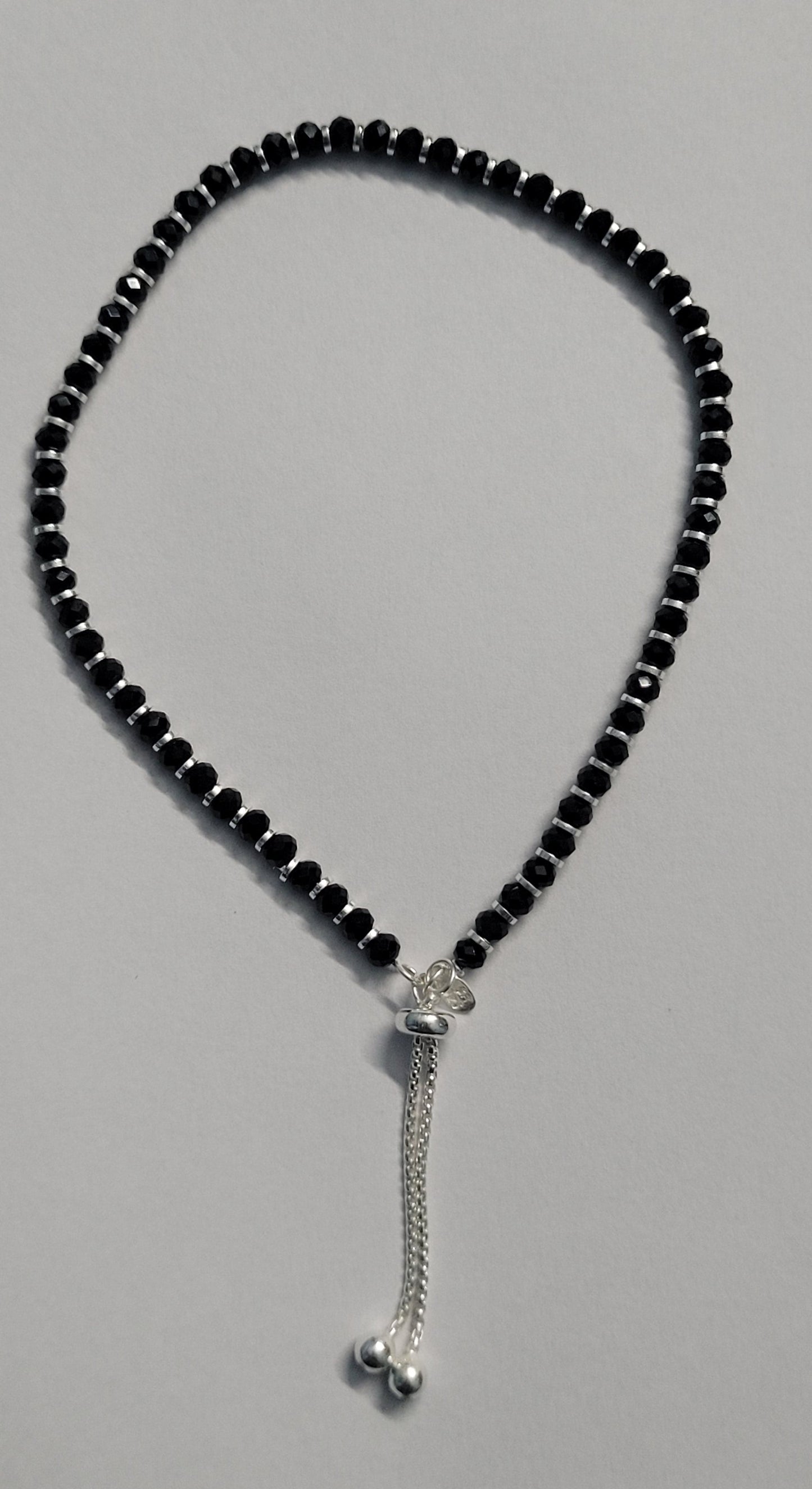 Pure 925 Sterling Silver Black Beads Anklet – Elegant Adjustable Black Silver single Payal for Women. Silvergift.in