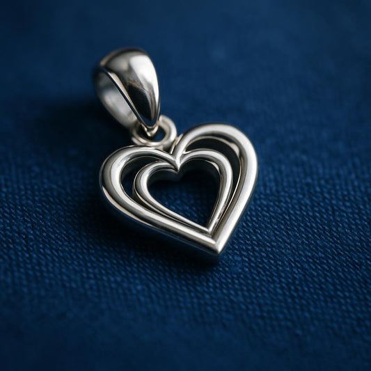 925 Sterling Silver Double Heart Pendant | Elegant Love Necklace for Women | Romantic Gift Jewelry. Silvergift.in