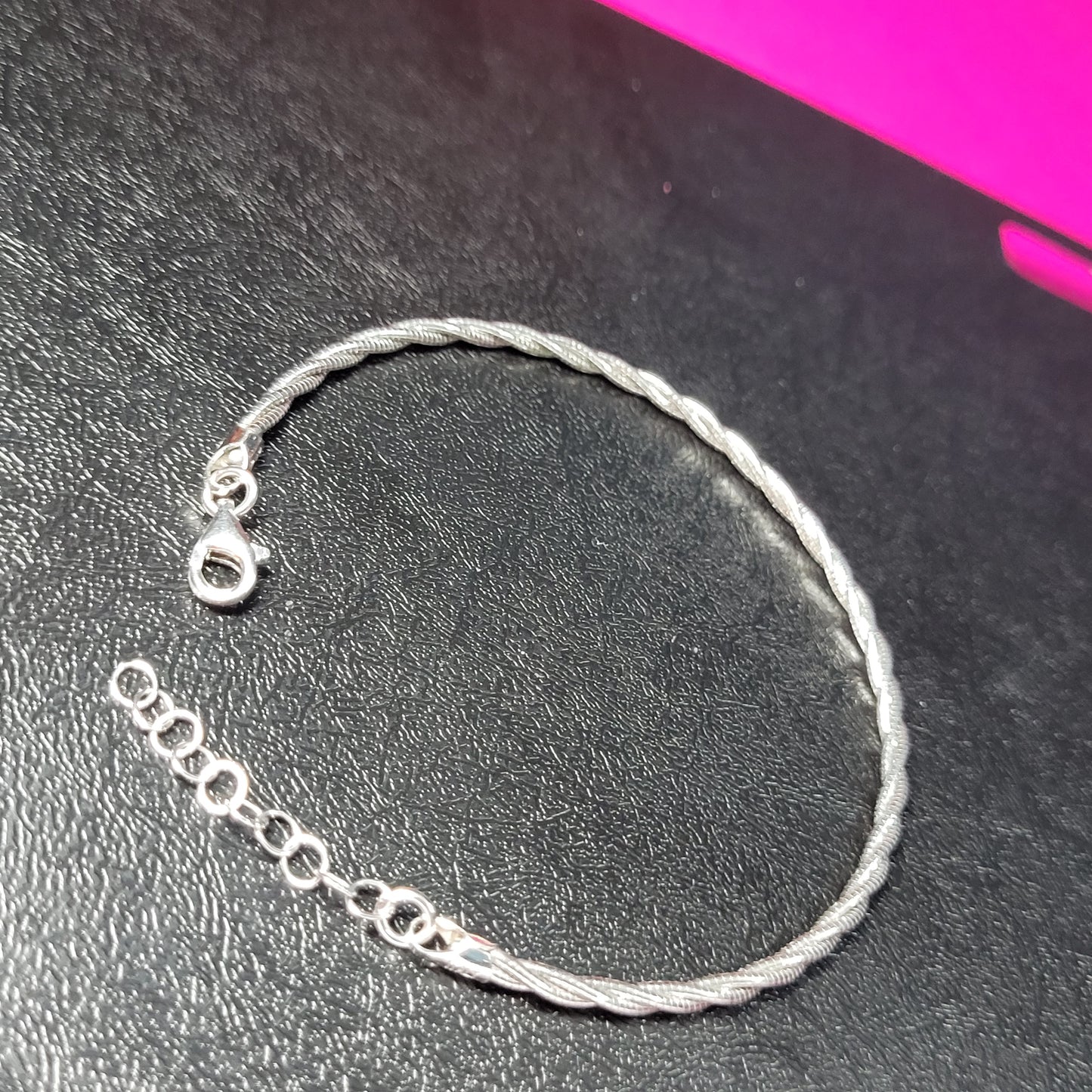 925 Pure Silver Ladies Bracelet for Women – Elegant Twisted Chain Adjustable Bracelet | Daily Wear Silver Jewelry Gift Silvergift.in