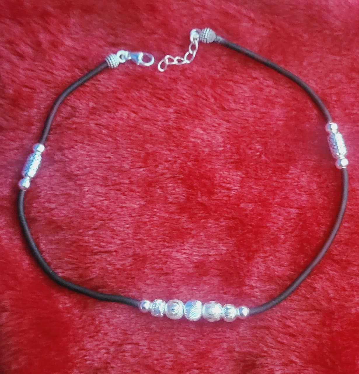 Sterling Silver Black Rope Anklet for Women – Minimalist Ankle Bracelet Silvergift.in