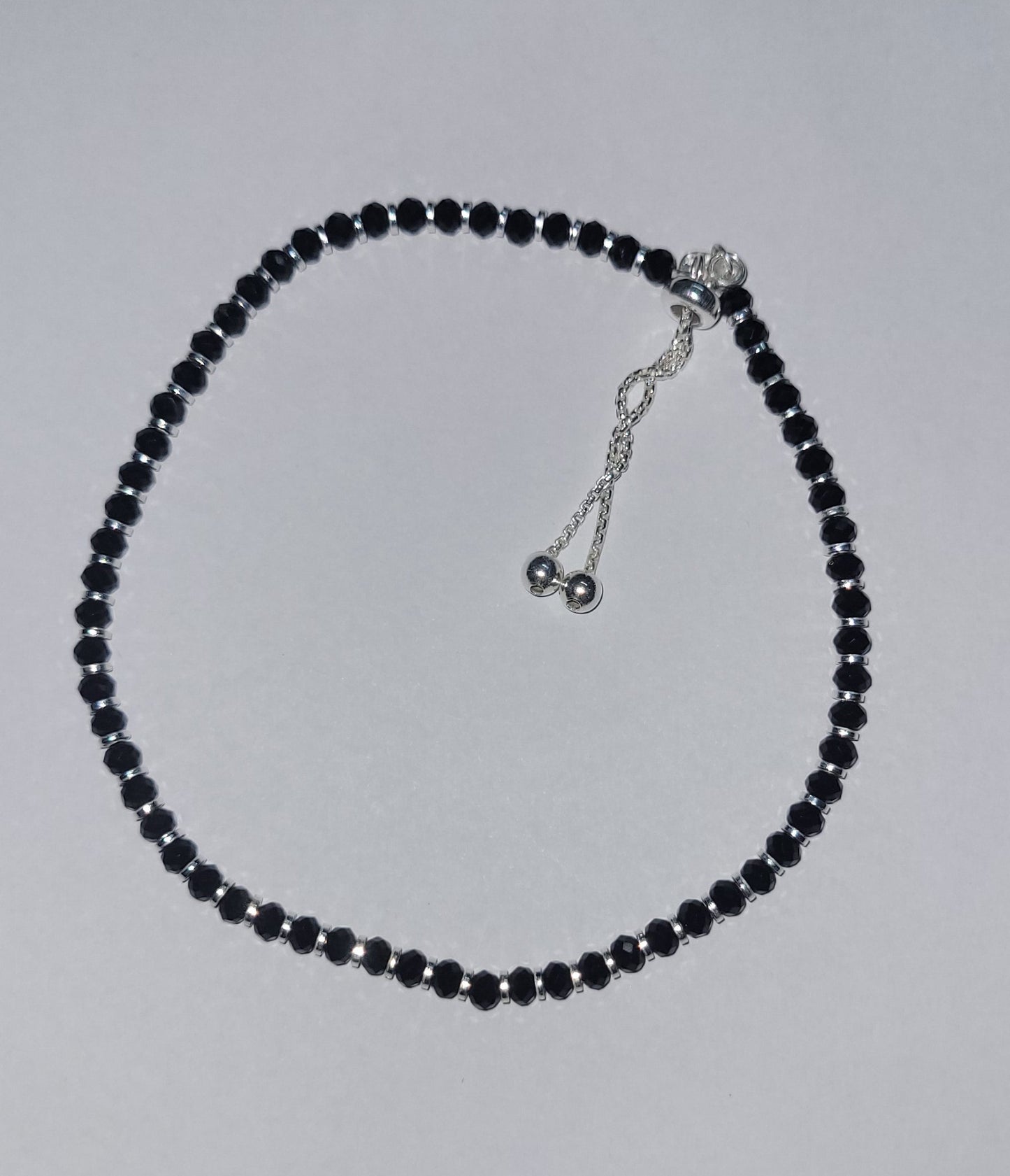 Pure 925 Sterling Silver Black Beads Anklet – Elegant Adjustable Black Silver single Payal for Women. Silvergift.in